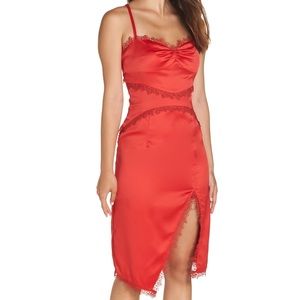 foxiedox Satiny Red Betty Slipdress with Slit NWT